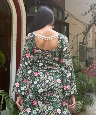 Seashore Shell Kurti (Premium Collection) – Black