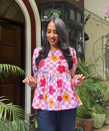 Zig Zag Tunic Top (Premium Fabric) – Pink