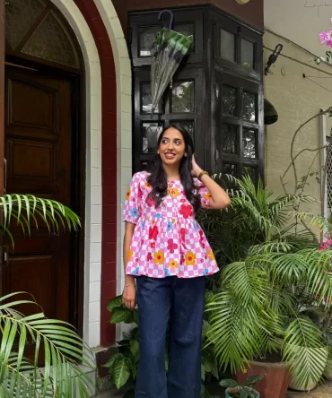 Zig Zag Tunic Top (Premium Fabric) – Pink 2