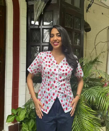 Belle Cotton Shirt – Strawberry 2