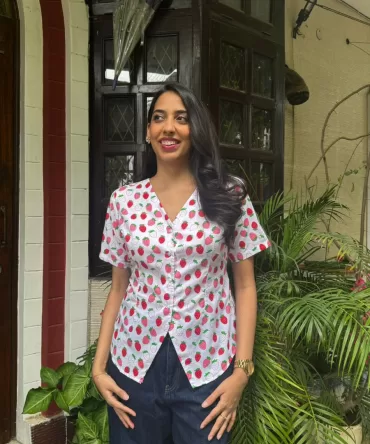 Belle Cotton Shirt – Strawberry