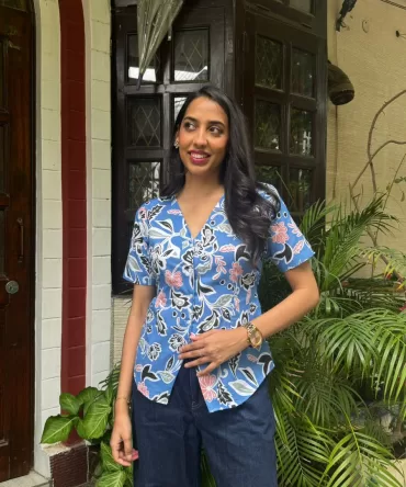 Belle Cotton Shirt – Blue 2