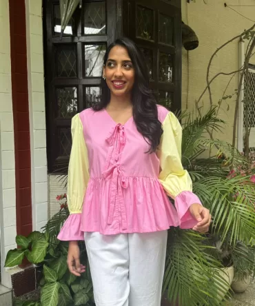 Vacation Bows Cotton Top (Premium Fabric) – Pink