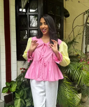 Vacation Bows Cotton Top (Premium Fabric) – Pink 2