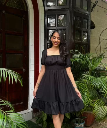 Muse Smocked Dress – Black 2